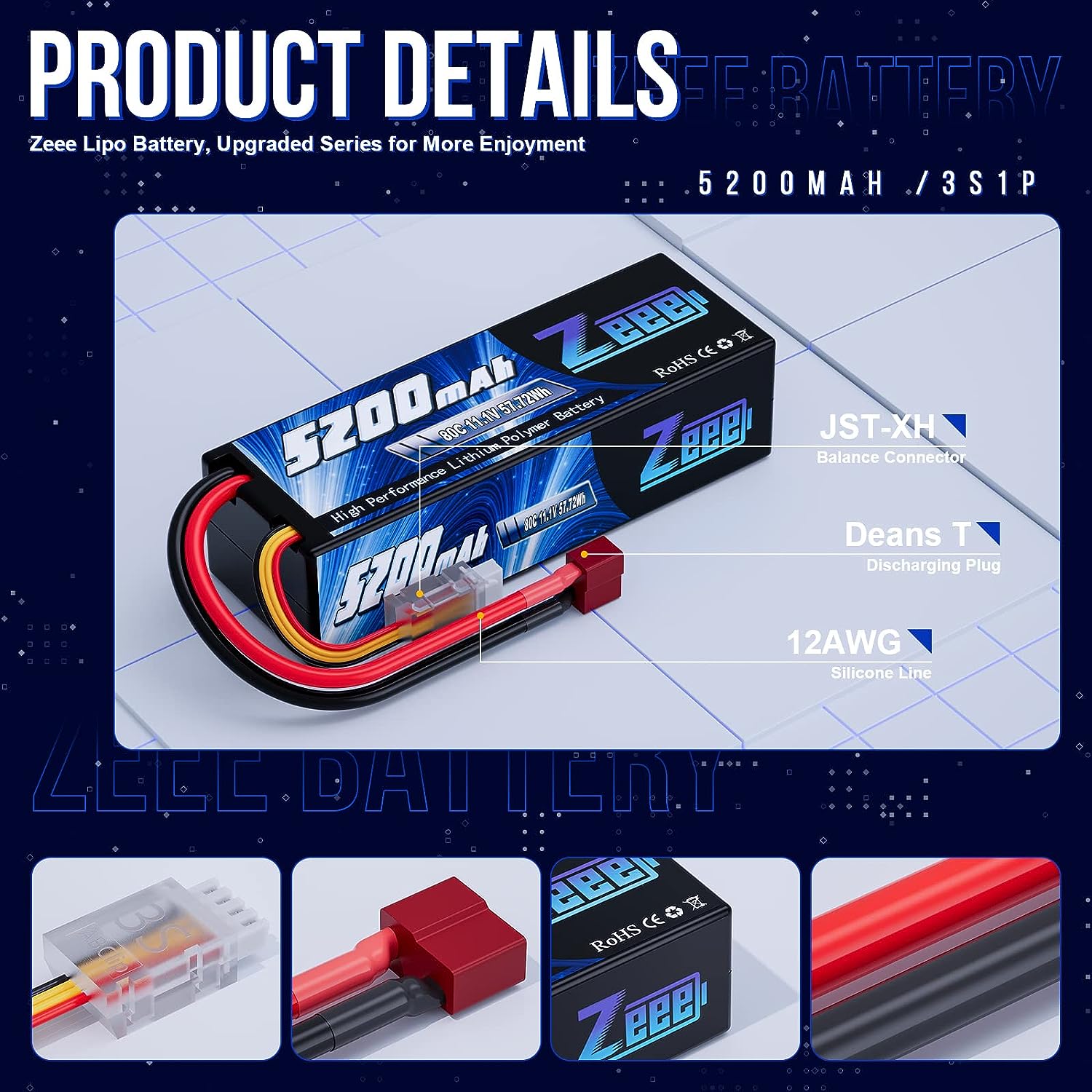 1/2 pièces Zeee 3S 5200mAh bat - Drone Rc Truck avis et prix